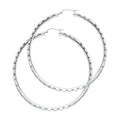 14K White Gold 3 mm Diamond Cut Hoop Earring