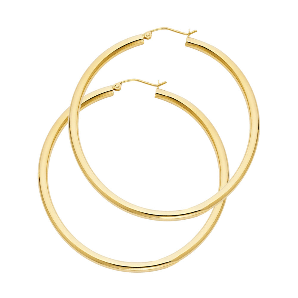 14K Yellow Gold 3 mm Plain Hoop Earring