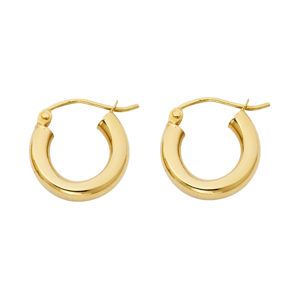 14K Yellow Gold 3 mm Plain Hoop Earring