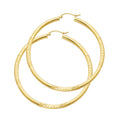 14K Yellow Gold 3 mm Bud Diamond Cut Hoop Earring