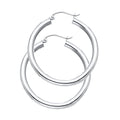 14K White Gold 3 mm Plain Hoop Earring
