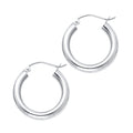 14K White Gold 3 mm Plain Hoop Earring
