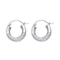 14K White Gold 3 mm Bud Diamond Cut Hoop Earring