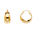 14K Yellow Gold Graduated Plain Hoop Earring