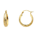 14K Yellow Gold Full Diamond Cut Half Dome Hoop Earring