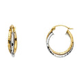 14K Two Tone Gold 3Line Braided Hoop Earring