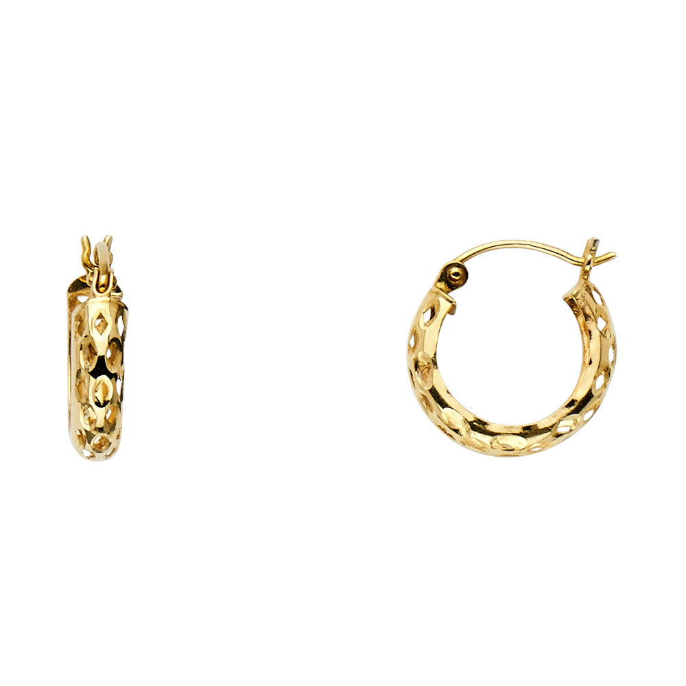14K Yellow Gold Perforated Hoop Earring