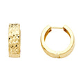 14K Yellow Gold Diamond Cut Stamp Huggies Earring