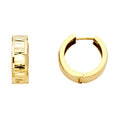 14K Yellow Gold Diamond Cut Stamp Huggies Earring