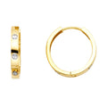 14K Two Tone Gold Diamond Cut Stamp Huggies Earring