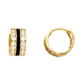 14K Yellow Gold B & W CZ Huggies Earring