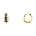 14K Yellow Gold Blue & W CZ Huggies Ear