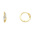 14K Two Tone Gold CZ Huggies Earring