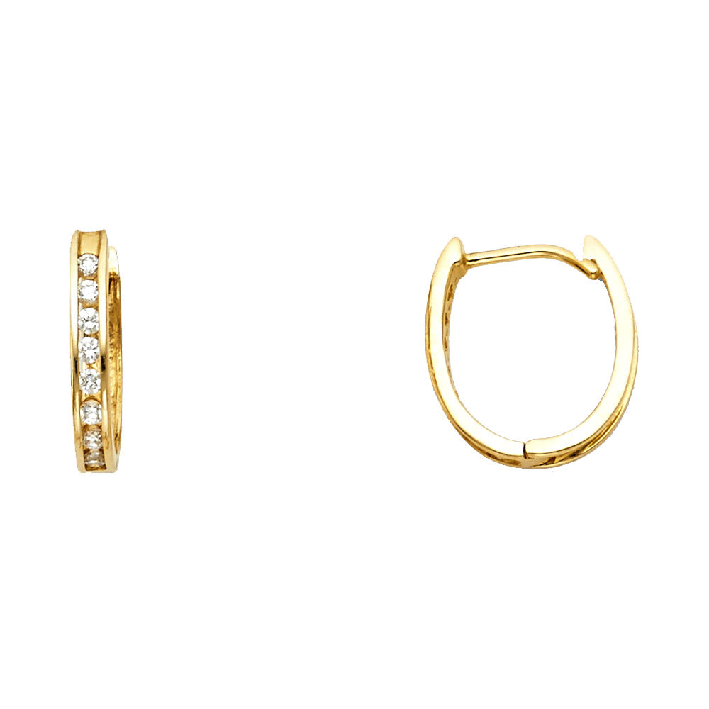 14K Yellow Gold CZ Huggies Earring
