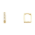 14K Yellow Gold CZ Square Huggies Ear