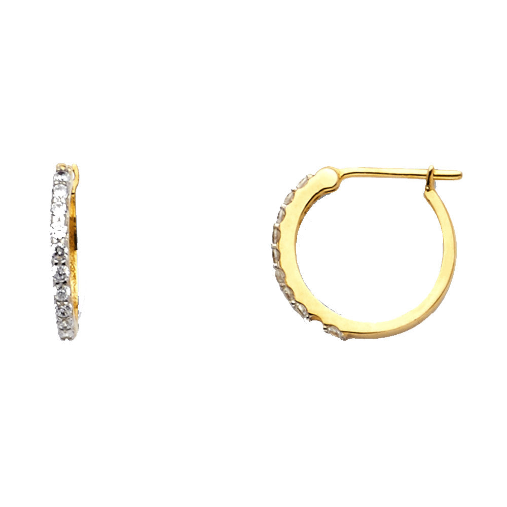 14K Yellow Gold CZ Huggies Earring