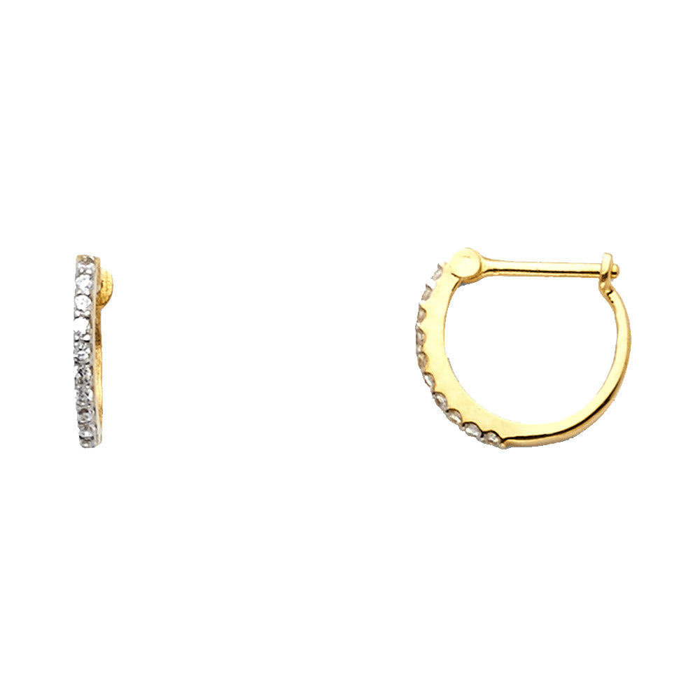 14K Yellow Gold CZ Huggies Earring