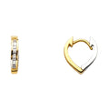 14K Two Tone Gold CZ Huggies Earring