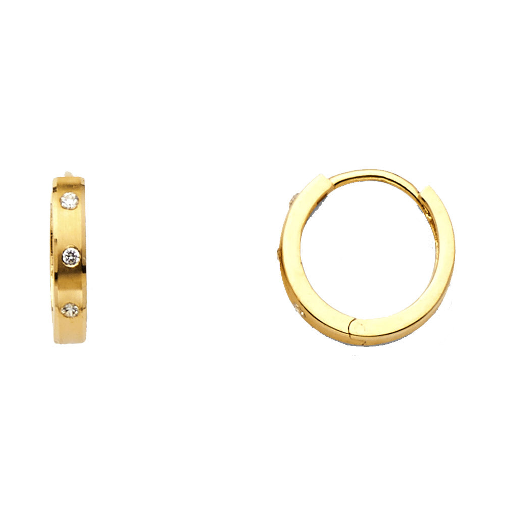 14K Yellow Gold CZ Huggies Earring