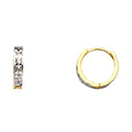 14K Two Tone Gold CZ Huggies Earring