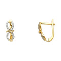 14K Two Tone Gold CZ Huggies Earring
