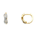 14K Two Tone Gold CZ Huggies Earring