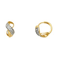 14K Two Tone Gold CZ Huggies Earring