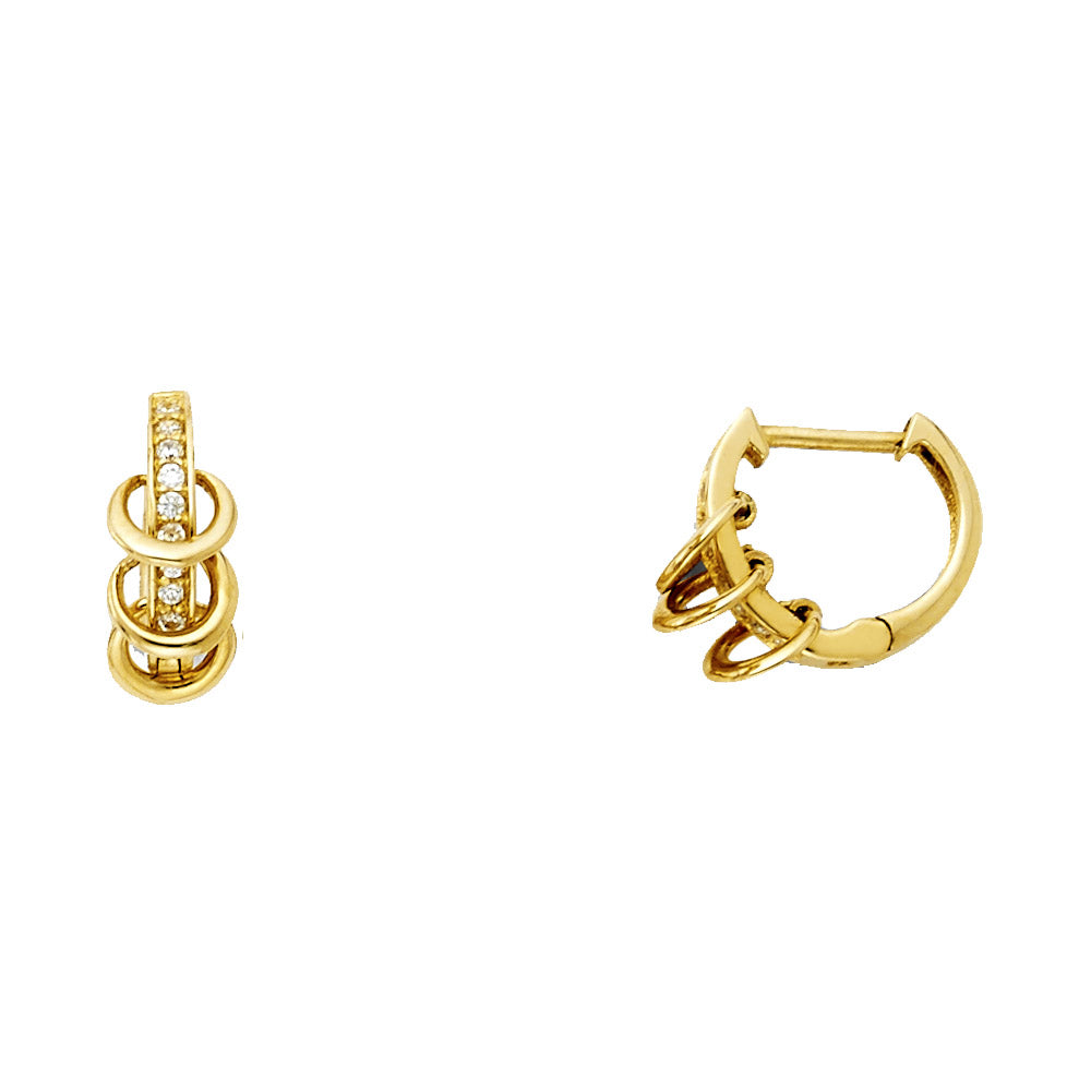 14K Yellow Gold CZ Huggies Earring