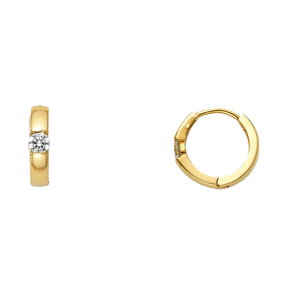 14K Yellow Gold CZ Huggies Earring