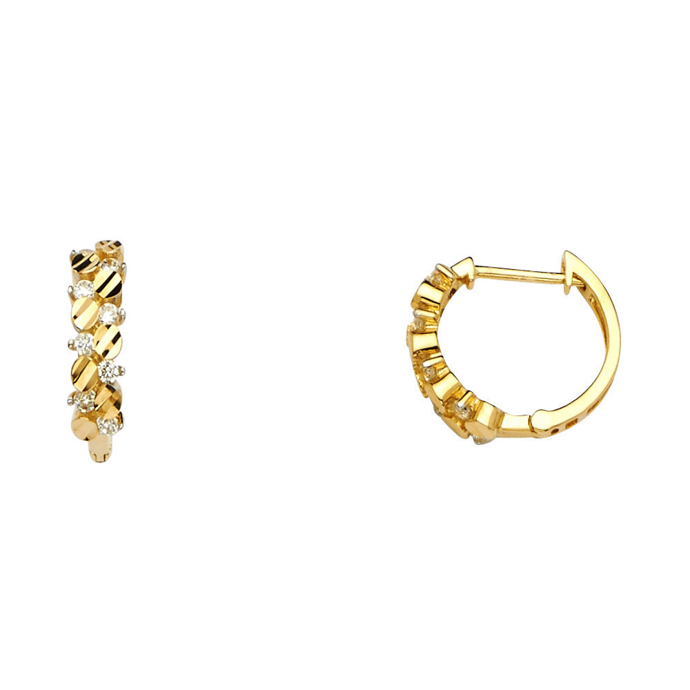 14K Yellow Gold CZ Huggies Earring
