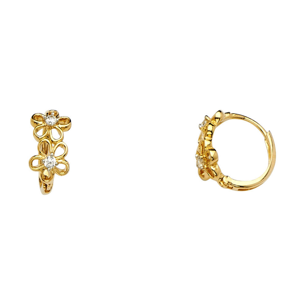 14K Yellow Gold CZ Huggies Earring