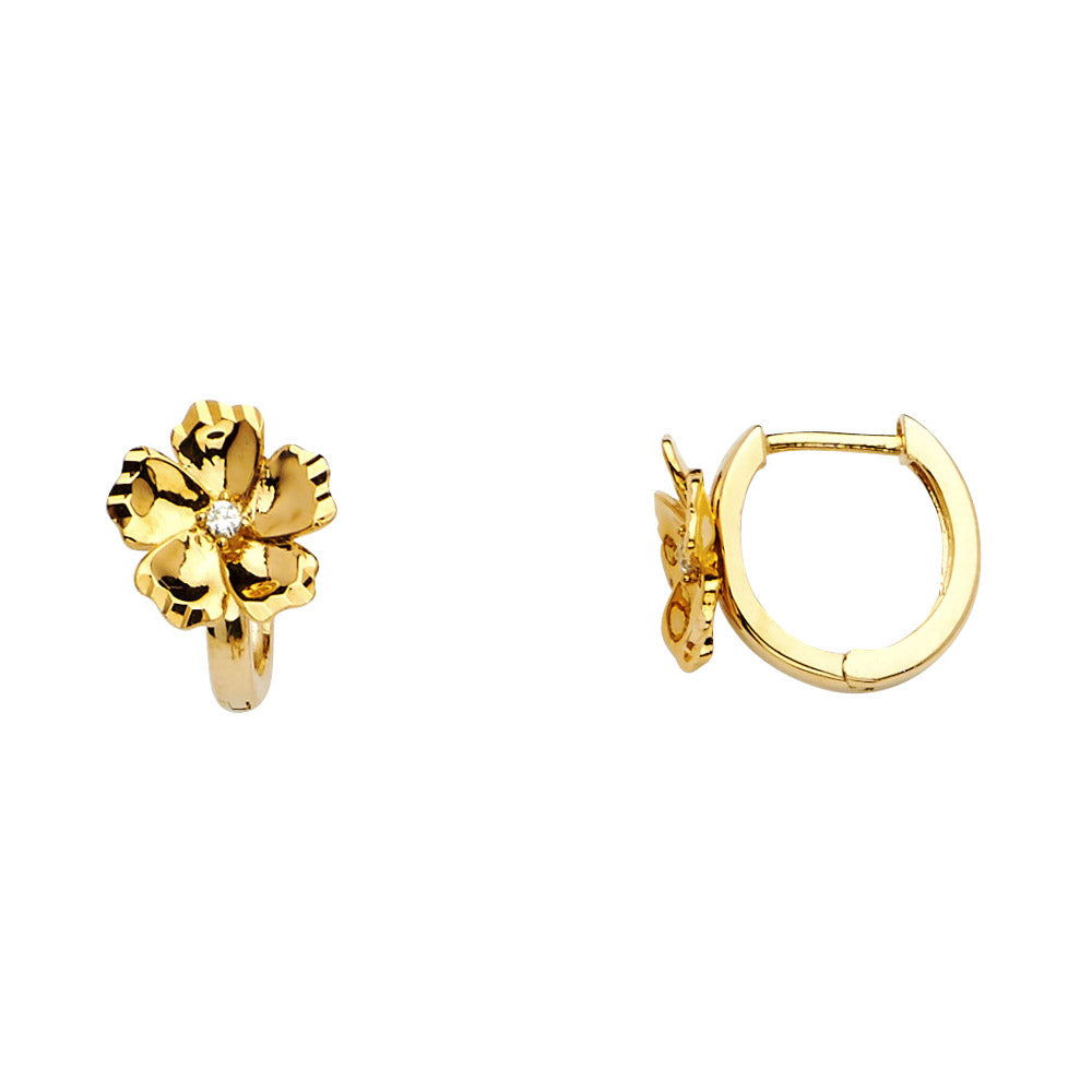 14K Yellow Gold CZ Huggies Earring