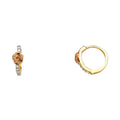 14K Two Tone Gold CZ Huggies Earring