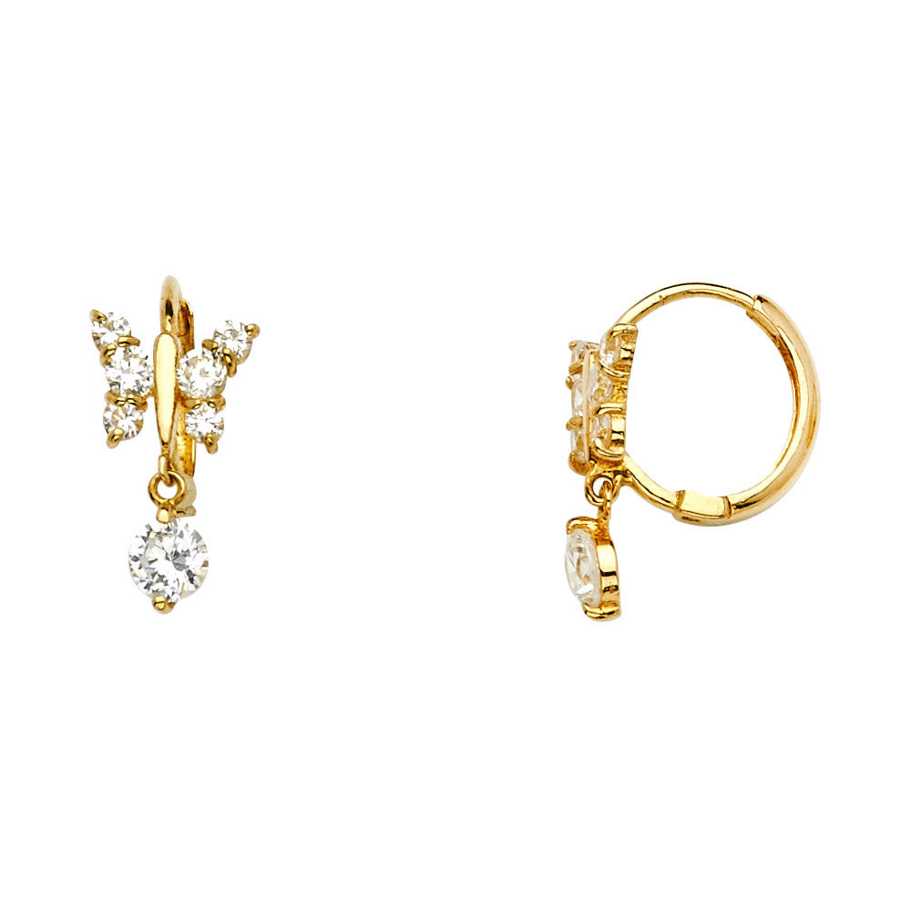 14K Yellow Gold CZ Huggies Earring