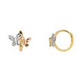 14K Two Tone Gold CZ Huggies Earring