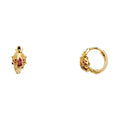 14K Yellow Gold CZ Lady Bug Huggies Ear