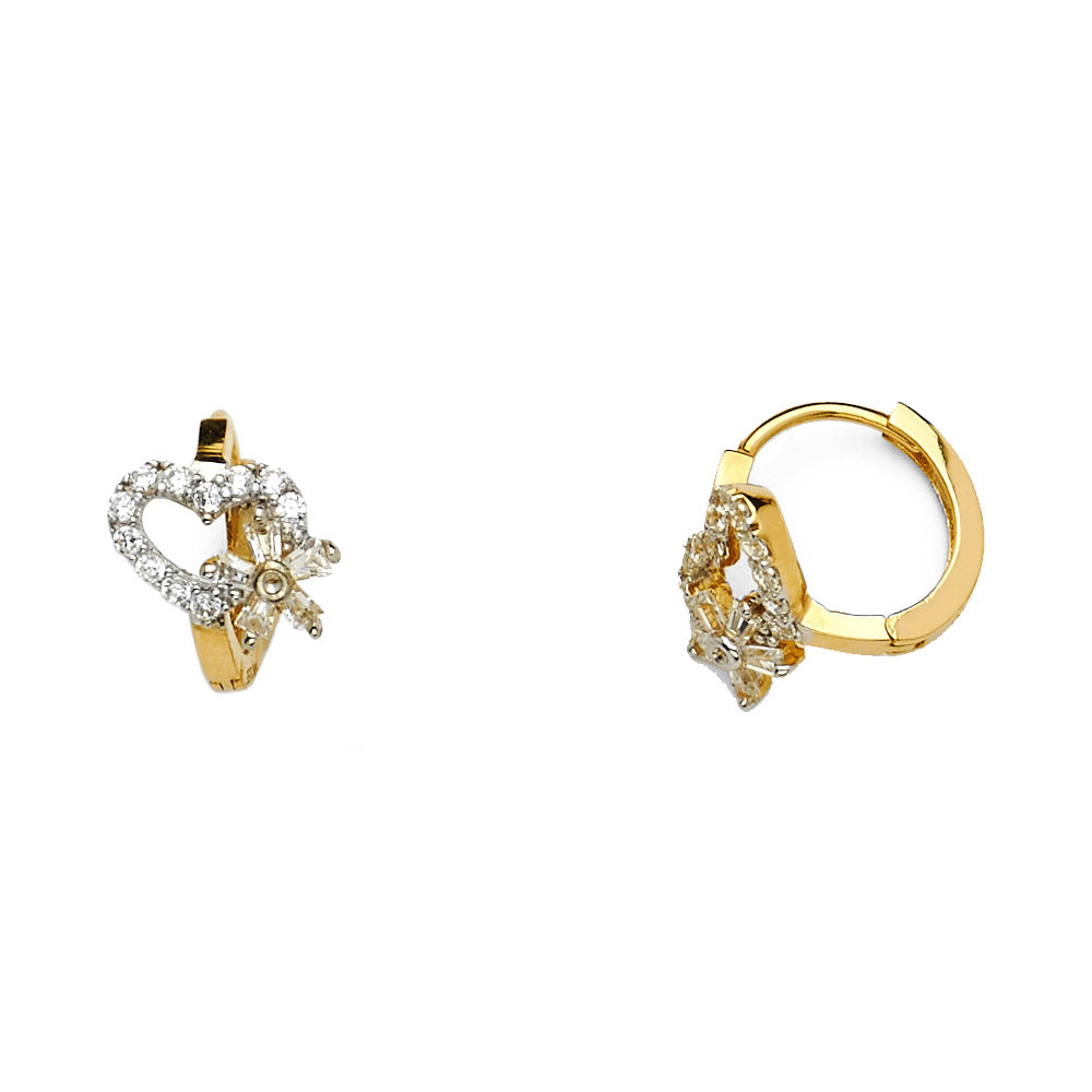 14K Yellow Gold CZ Huggies Earring