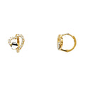 14K Two Tone Gold CZ Huggies Earring