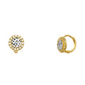 14K Two Tone Gold CZ Huggies Earring
