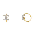 14K Two Tone Gold CZ Huggies Earring