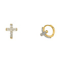 14K Two Tone Gold CZ Huggies Earring