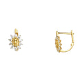 14K Two Tone Gold CZ Huggies Earring