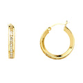 14K Yellow Gold Round CZ Channel Hoop Ear