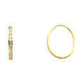 14K Yellow Gold Round CZ Channel Oval Hoops