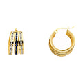14K Yellow Gold Blue+W Round CZ Chan 3 Rows Hps