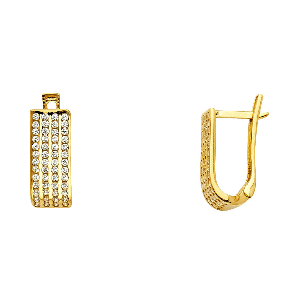 14K Yellow Gold CZ U-Shape Huggies Ear