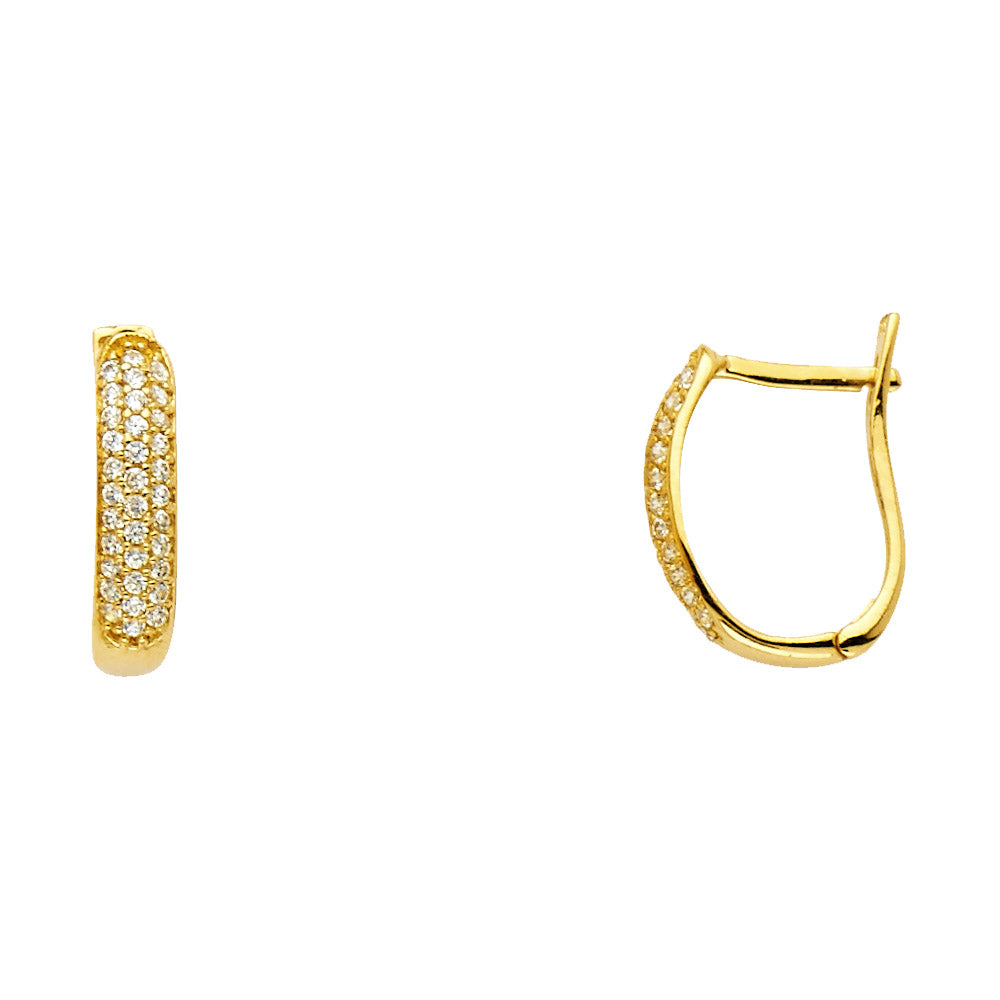 14K Yellow Gold CZ U-Shape Huggies Ear