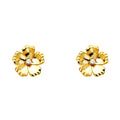 14K Yellow Gold CZ Flower Post Ear