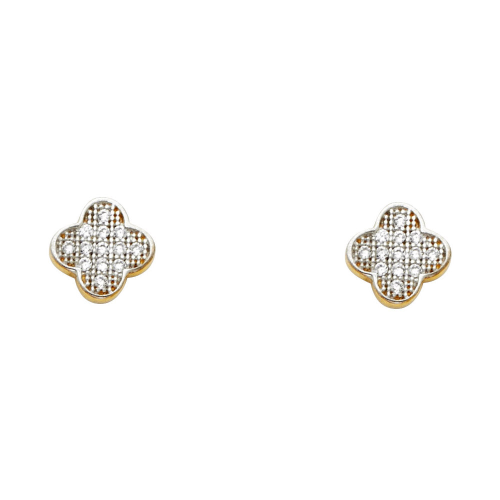 14K Two Tone Gold CZ Earring