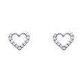 14K White Gold CZ Heart Post Earring